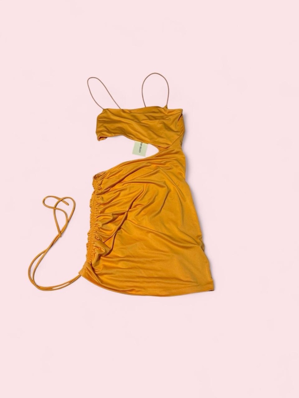 Streetwear Society Asymmetrical Spaghetti Strap Mini Dress in orange
